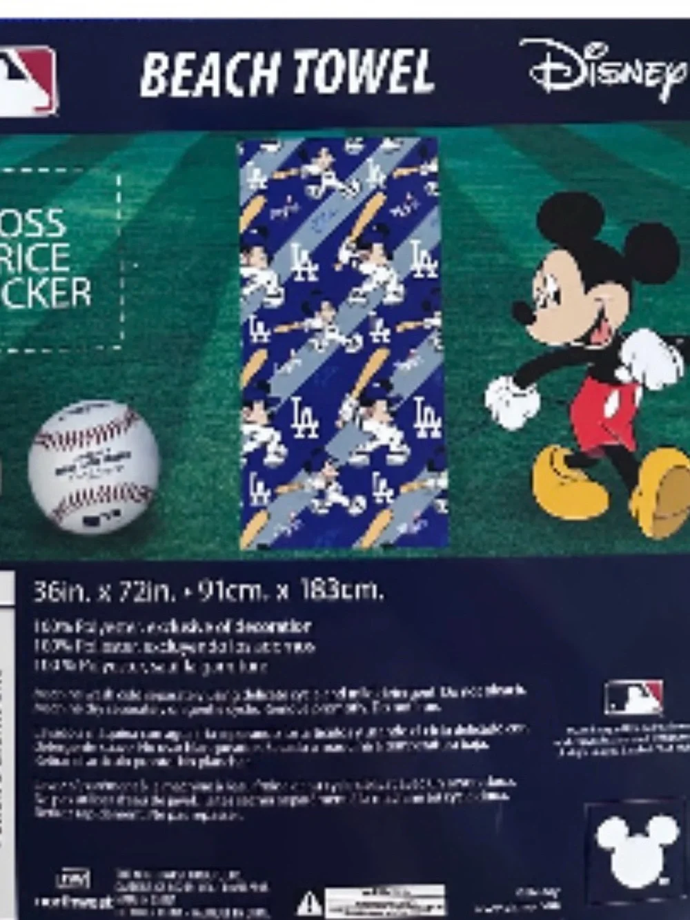 Disney Blue, White & Gray  Mickey Dodgers thick Beach Towel 36X72
